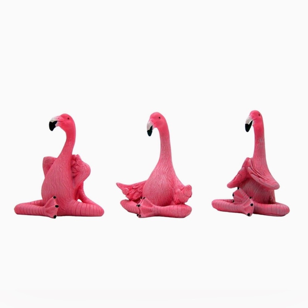 Set of 3 Pink Flamingos in Yoga Poses